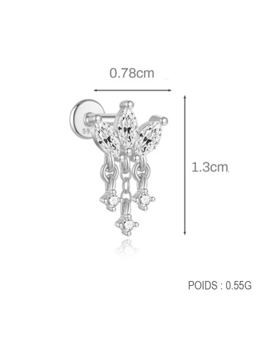 Labret LOTUS 3 pampilles 1.2mm - argent 925