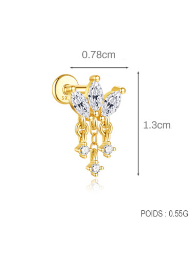 Labret LOTUS 3 pampilles 1.2mm - argent 925...