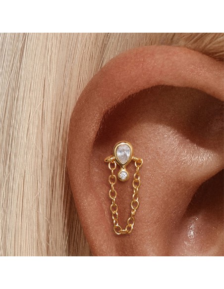 Labret GOUTTE 1,2mm - argent 925 doré à l'or fin