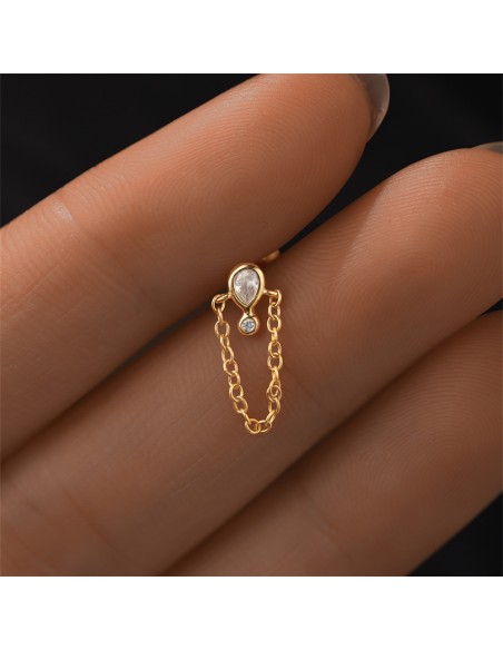 Labret GOUTTE 1,2mm - argent 925 doré à l'or fin