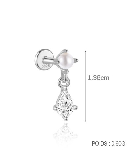 Labret PERLE 1,2mm - argent 925