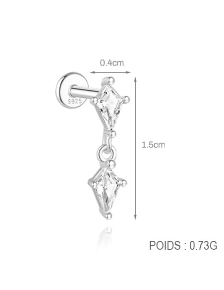 Labret LOSANGE 1,2mm - argent 925