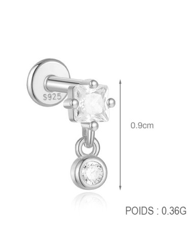 Labret CARRE 1,2mm - argent 925