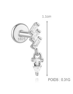 Labret BAGUETTE 1,2mm - argent 925