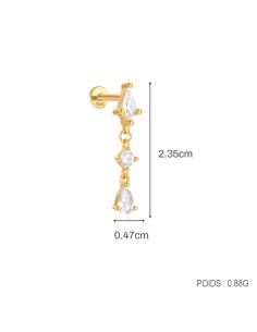 Labret LOSANGE PENDANT 1,2mm - argent 925 doré à l'or fin