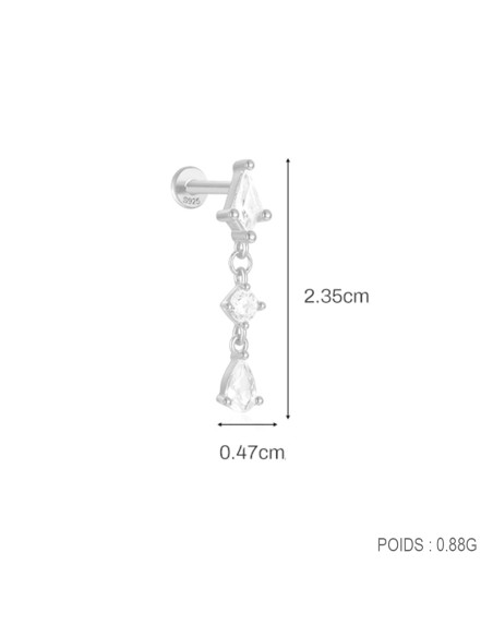Labret LOSANGE PENDANT 1,2mm - argent 925
