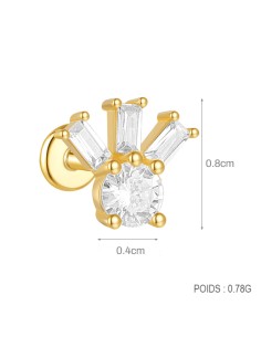 Labret ANANAS 1,2mm - argent 925 doré à l'or fin