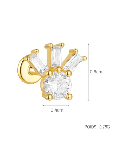 Labret ANANAS 1,2mm - argent 925 doré à l'or fin
