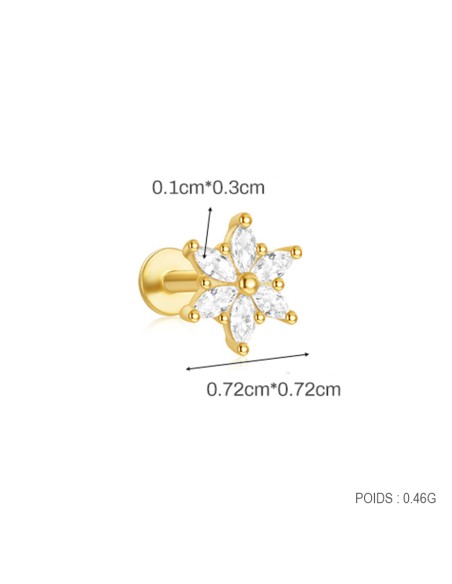 Labret ASTER 1,2mm - argent 925 doré à l'or fin