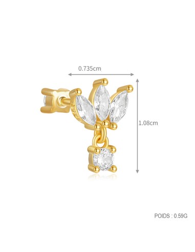 Labret LOTUS SIMPLE 1,2mm - argent 925 doré à...