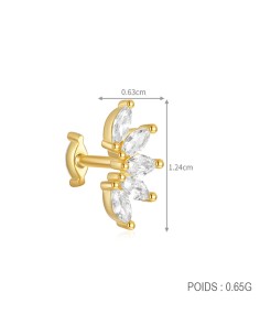 Labret DEMI FLEUR 1,2mm - argent 925 doré à l'or fin