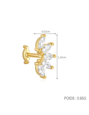 Labret DEMI FLEUR 1,2mm - argent 925 doré à...