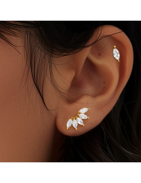 Labret DEMI FLEUR 1,2mm - argent 925 doré à l'or fin