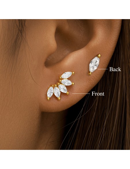 Labret DEMI FLEUR 1,2mm - argent 925 doré à l'or fin