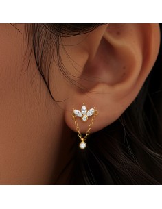 Labret PLUME 1,2mm - argent 925 doré à l'or fin 2