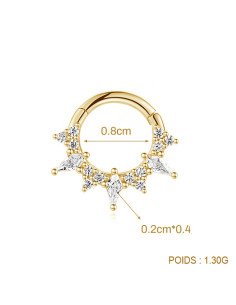 Clicker SOLEIL 1.2mm - argent 925 doré à l'or fin