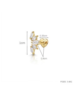 Labret DAME DE COEUR 1,2mm - argent 925 doré à l'or fin