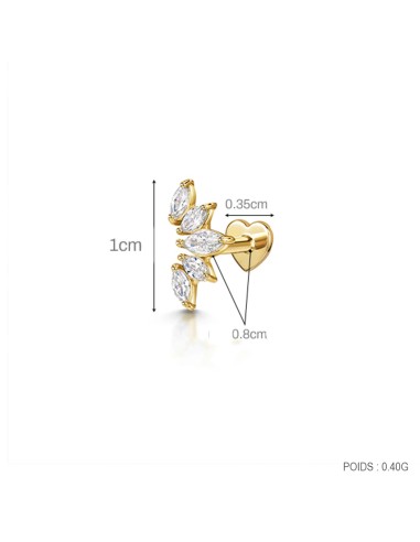 Labret DAME DE COEUR 1,2mm - argent 925 doré à...