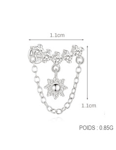 Labret flat fleur 1.2mm - argent 925