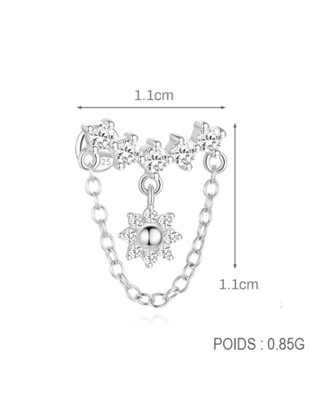 Labret flat fleur 1.2mm - argent 925