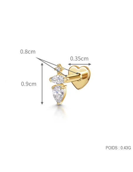 Labret ROYALE 1,2mm - argent 925 doré à l'or fin