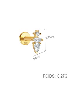Labret ROYALE BIS 1,2mm - argent 925 doré à l'or fin