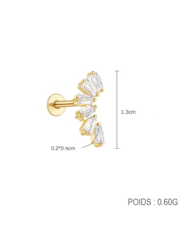 Labret RAYON 1,2mm - argent 925 doré à l'or fin