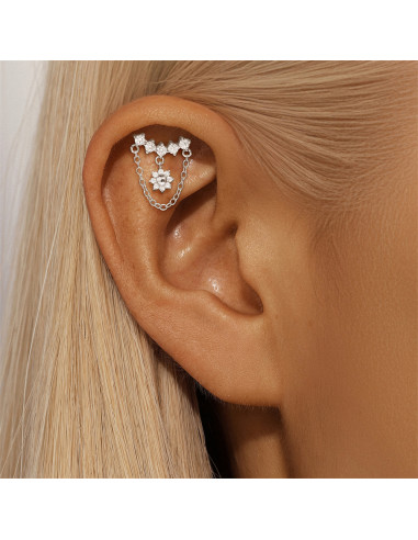 Labret flat fleur 1.2mm - argent 925 doré à...