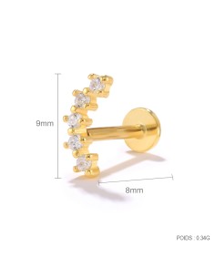 Labret CHEMIN 1,2mm - argent 925 doré à l'or fin