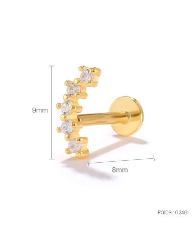 Labret CHEMIN 1,2mm - argent 925 doré à l'or fin