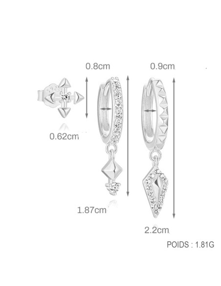 Set 3 boucles CREOLES - argent 925