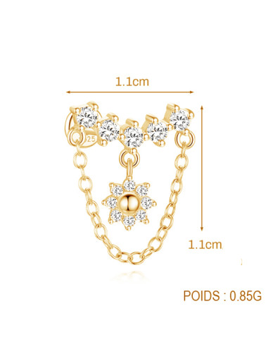 Labret flat fleur 1.2mm - argent 925 doré à...