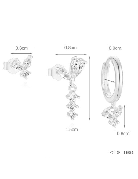 Set 3 boucles AILES - argent 925