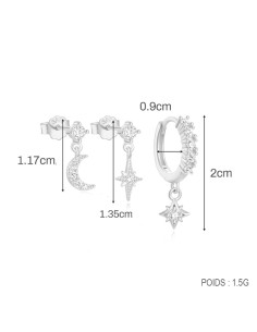 Set 3 boucles ASTRAL - argent 925