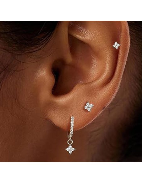 Set 3 boucles FLEURS - argent 925