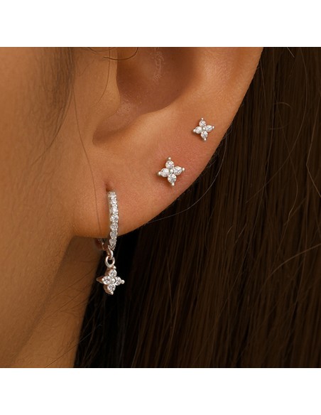 Set 3 boucles FLEURS - argent 925
