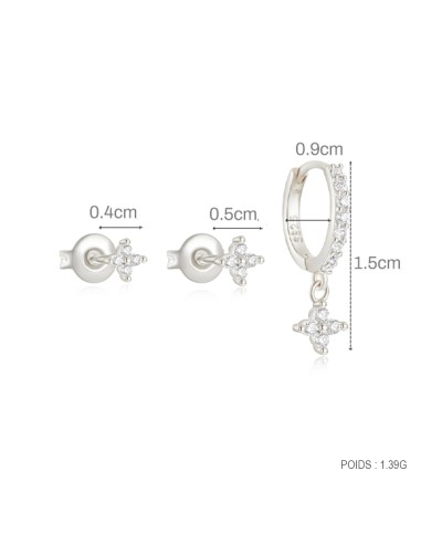 Set 3 boucles FLEURS - argent 925