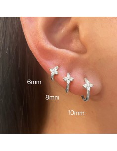 Set 3 créoles FLEUR - argent 925 doré à l'or fin 2