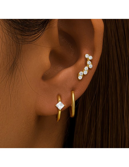 Set 3 créoles LEAF - argent 925