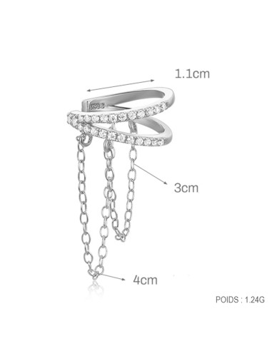 BAGUE OREILLE double anneaux et chaines -...