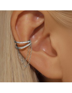 BAGUE OREILLE double anneaux et chaines - argent 925 doré... 2