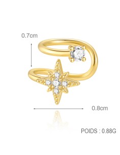 BAGUE OREILLE Etoile - argent 925 doré à l'or fin