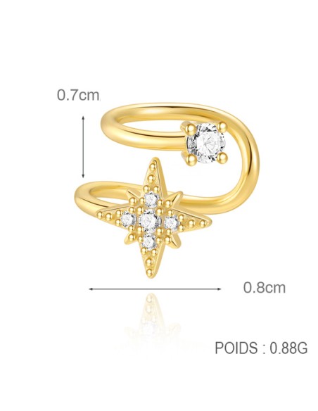 BAGUE OREILLE Etoile - argent 925 doré à l'or fin