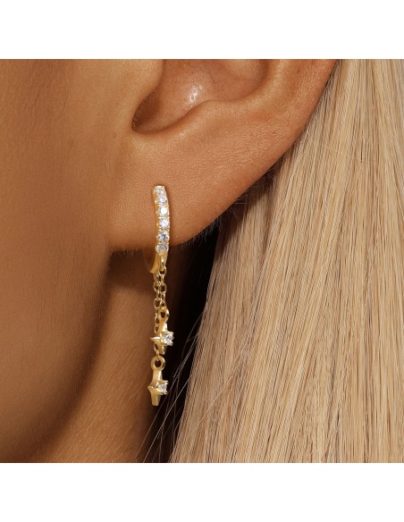 Boucles d'oreilles argent 925 doré à l'or fin - 4 STARS