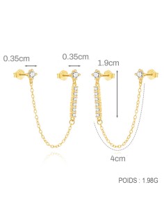 Boucles d'oreilles argent 925 doré à l'or fin - STRASS
