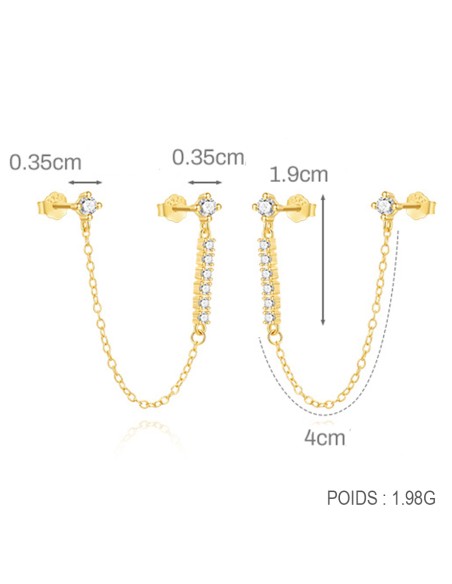 Boucles d'oreilles argent 925 doré à l'or fin - STRASS