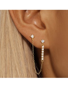 Boucles d'oreilles argent 925 doré à l'or fin - STRASS 2
