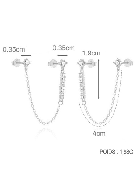 Boucles d'oreilles argent 925 - STRASS