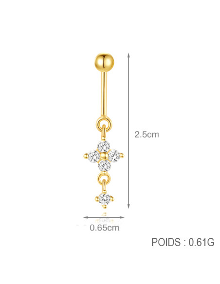 Upper Helix FLEUR 1mm - argent 925 doré à l'or fin