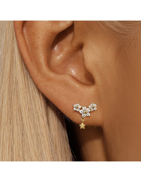 Boucles d'oreilles argent 925 - 3 FLEURS